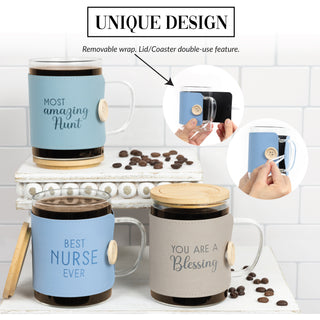 Nurse 16 oz Wrapped Glass Mug with Coaster Lid