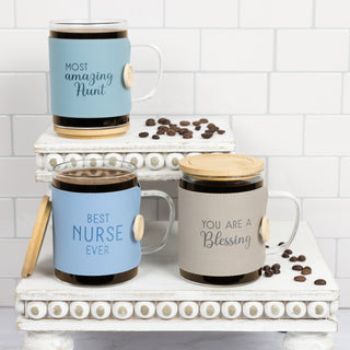 Nurse 16 oz Wrapped Glass Mug with Coaster Lid