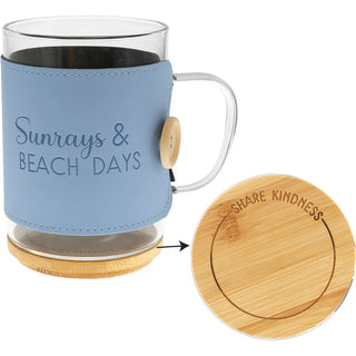 Beach Days 16 oz Wrapped Glass Mug with Coaster Lid