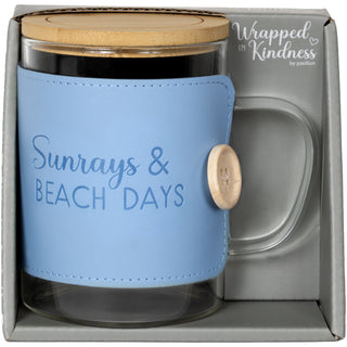 Beach Days 16 oz Wrapped Glass Mug with Coaster Lid