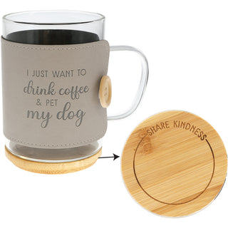 My Dog 16 oz Wrapped Glass Mug with Coaster Lid