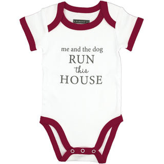 Run The House Burgundy Trimmed Bodysuit