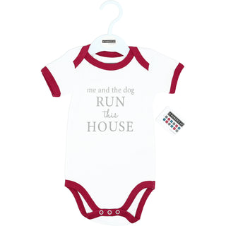 Run The House Burgundy Trimmed Bodysuit