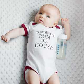 Run The House Burgundy Trimmed Bodysuit