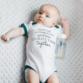 Quality Time Teal Trimmed Bodysuit