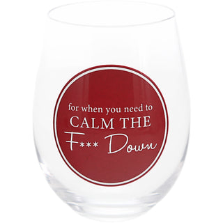 Calm Down 18 oz Stemless Wine Glass