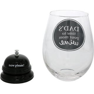 Dad's Time 30 oz Wine Glass & Bell Set