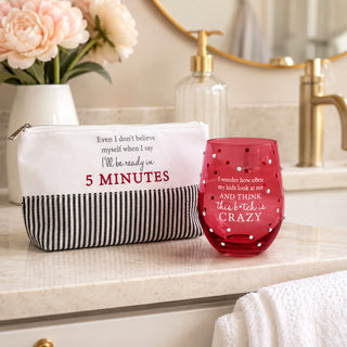 B*tch Is Crazy Gift Boxed 18 oz Stemless Wine Glass