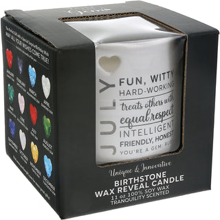 July 11 oz - 100% Soy Wax Reveal Candle with Birthstone Scent: Tranquility
