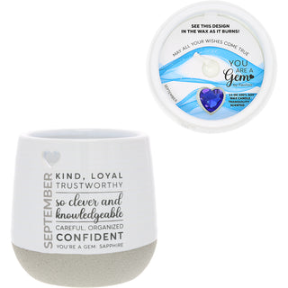 September 11 oz - 100% Soy Wax Reveal Candle with Birthstone Scent: Tranquility