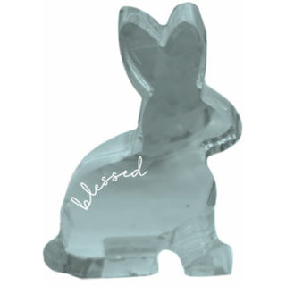 Blessed 4" Glass Bunny Plaque