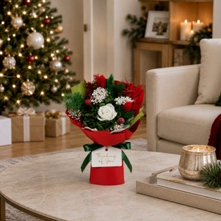 Thinking of You Holiday Red Preserved Floral Bouquet