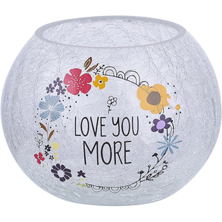 Love You 5" Crackled Glass Votive Holder