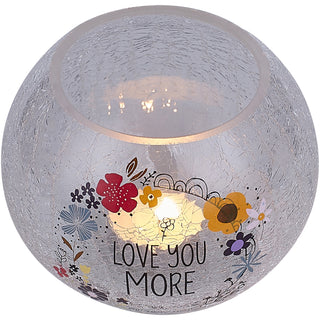 Love You 5" Crackled Glass Votive Holder