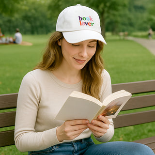 Book Lover White Adjustable Hat