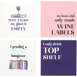 Book Hangover 4" Ceramic Coasters (Set of 4)