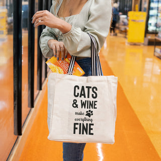 Cats & Wine 100% Cotton Twill Gift Bag