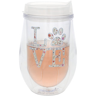 Love 12 oz Acrylic Stemless Wine Glass with Lid