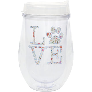 Love 12 oz Acrylic Stemless Wine Glass with Lid