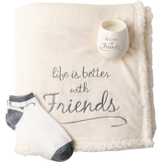 Friends 42" x 50" Sherpa Lined, Royal Plush Blanket Gift Set