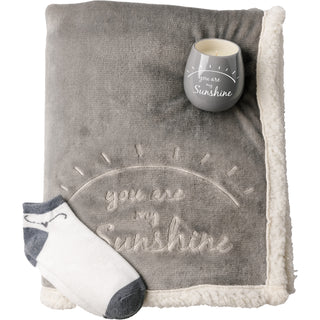 Sunshine 42" x 50" Sherpa Lined, Royal Plush Blanket Gift Set