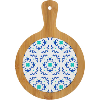 Teal & Blue 10.5" Bamboo & Ceramic Tile Trivet