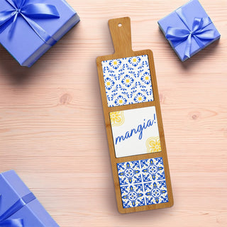 Mangia! 16.5" Bamboo & Ceramic Tile Trivet
