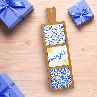 Mangia! 16.5" Bamboo & Ceramic Tile Trivet