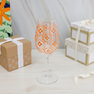 Coral & Yellow 16 oz Wine Glass