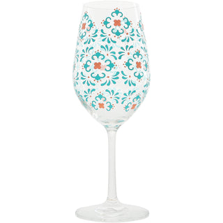 Teal & Coral 16 oz Wine Glass