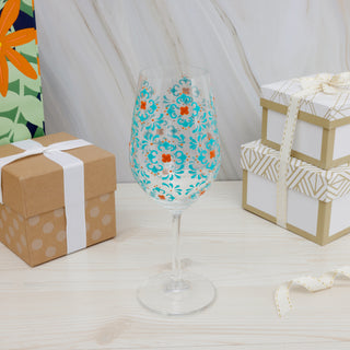 Teal & Coral 16 oz Wine Glass