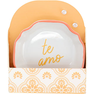 Te Amo 2.75" Trinket Dish & 5mm Cubic Zirconia Stud Earring