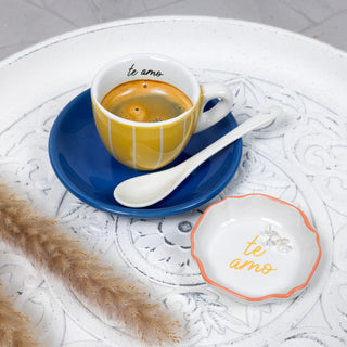 Te Amo 2.75" Trinket Dish & 5mm Cubic Zirconia Stud Earring