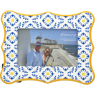 Blue & Yellow 8.25" x 6.5" Picture Frame (Holds 6" x 4" Photo)