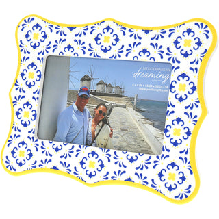 Blue & Yellow 8.25" x 6.5" Picture Frame (Holds 6" x 4" Photo)