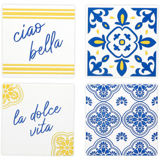 Ciao Bella 4" Ceramic Coasters (Set of 4)