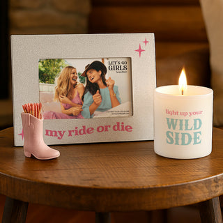 Wild Side 8 oz 100% Soy Wax Candle and Match Holder Set