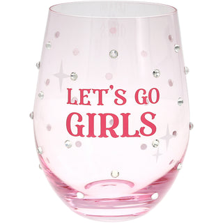 Let's Go Girls Gift Boxed 18 oz Stemless Wine Glass