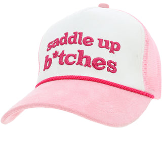 Saddle Up Pink Suede Adjustable Trucker Hat