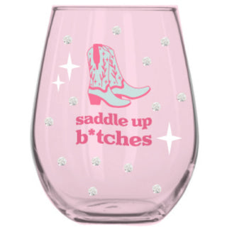 Saddle Up Gift Boxed 18 oz Stemless Wine Glass
