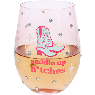 Saddle Up Gift Boxed 18 oz Stemless Wine Glass