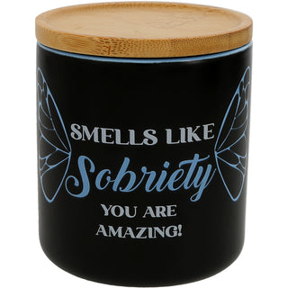 Sobriety 8 oz 100% Soy Wax Candle with Bamboo Lid, Scent: Lavender