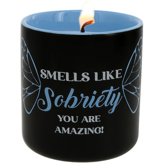 Sobriety 8 oz 100% Soy Wax Candle with Bamboo Lid, Scent: Lavender