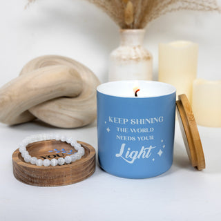Light 8 oz 100% Soy Wax Candle with Bamboo Lid, Scent: Lavender