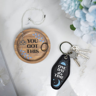 Keep Going Vegan Leather Keychain