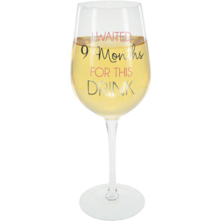 9 Months Pink 16 oz Crystal Wine Glass