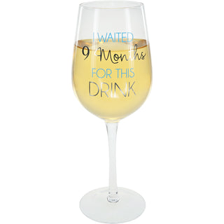 9 Months Blue 16 oz Crystal Wine Glass