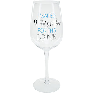 9 Months Blue 16 oz Crystal Wine Glass