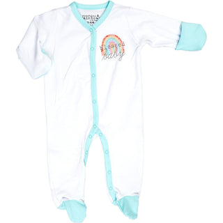 Blessed Baby Teal Trimmed Sleeper