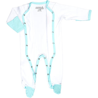 Blessed Baby Teal Trimmed Sleeper